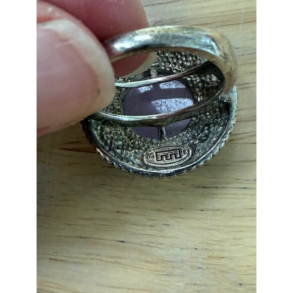 Sterling Silver Amethyst Ring With Marcasite Accents 925 Signed Size 6 - Picture 3 of 13